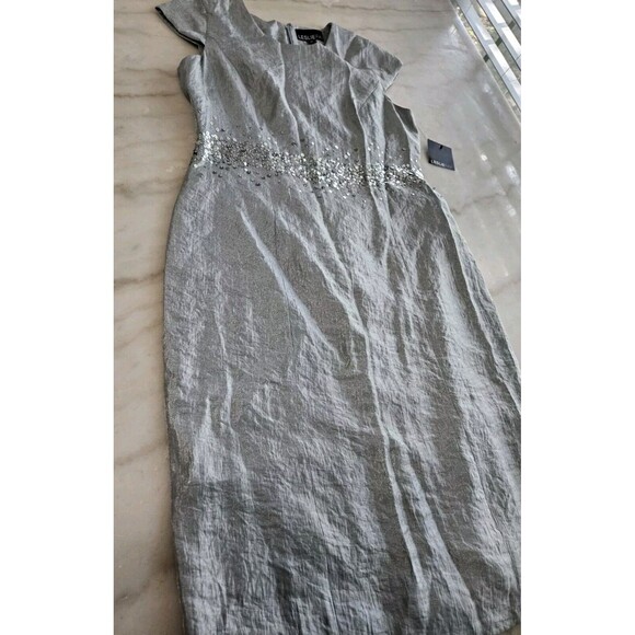 LESLIE FAY Women's Size 10 Sequined Sleeveless Formal Blue Dress - Picture 3 of 13